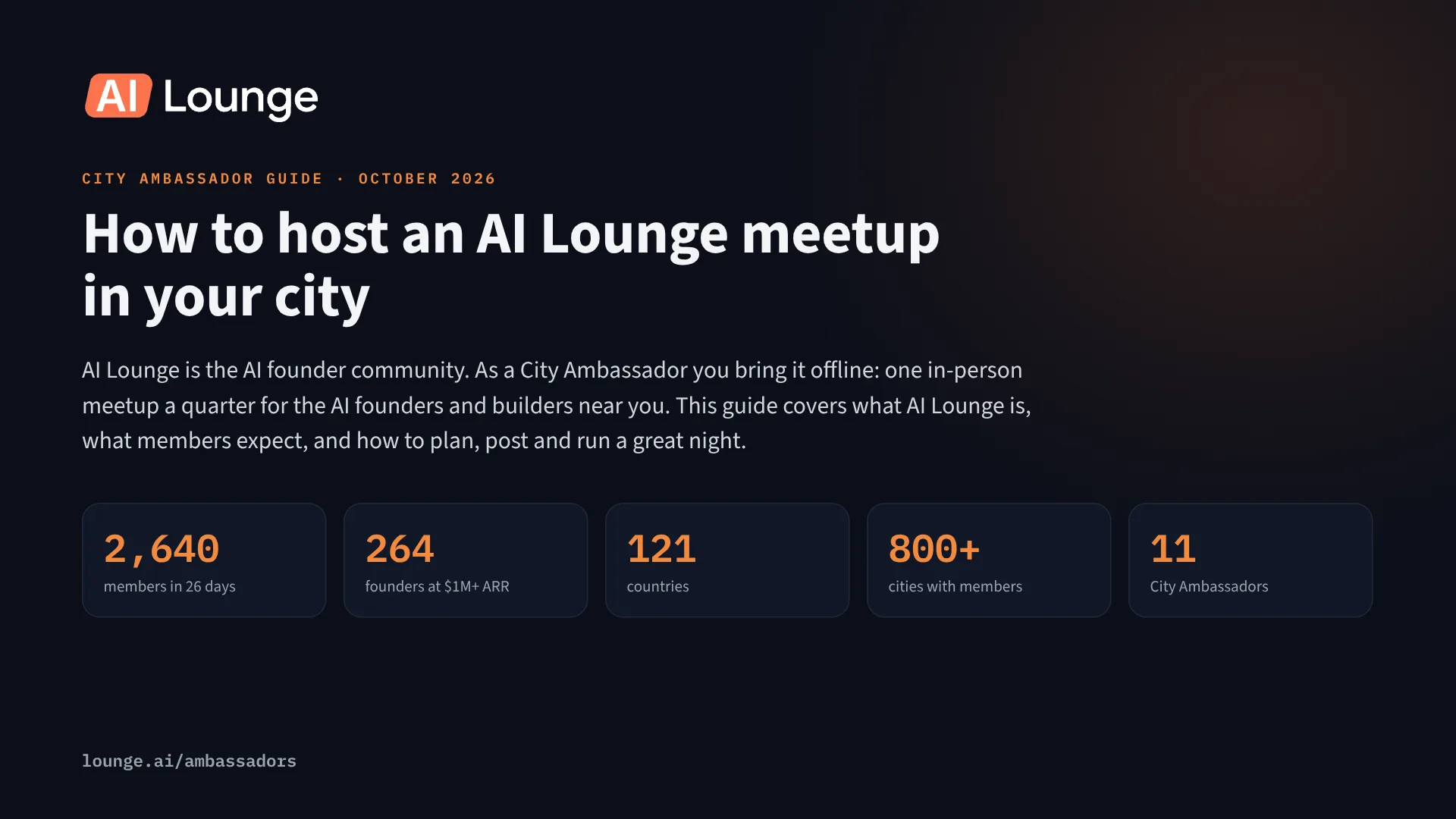 AI Lounge City Ambassador guide, slide 1 of 12