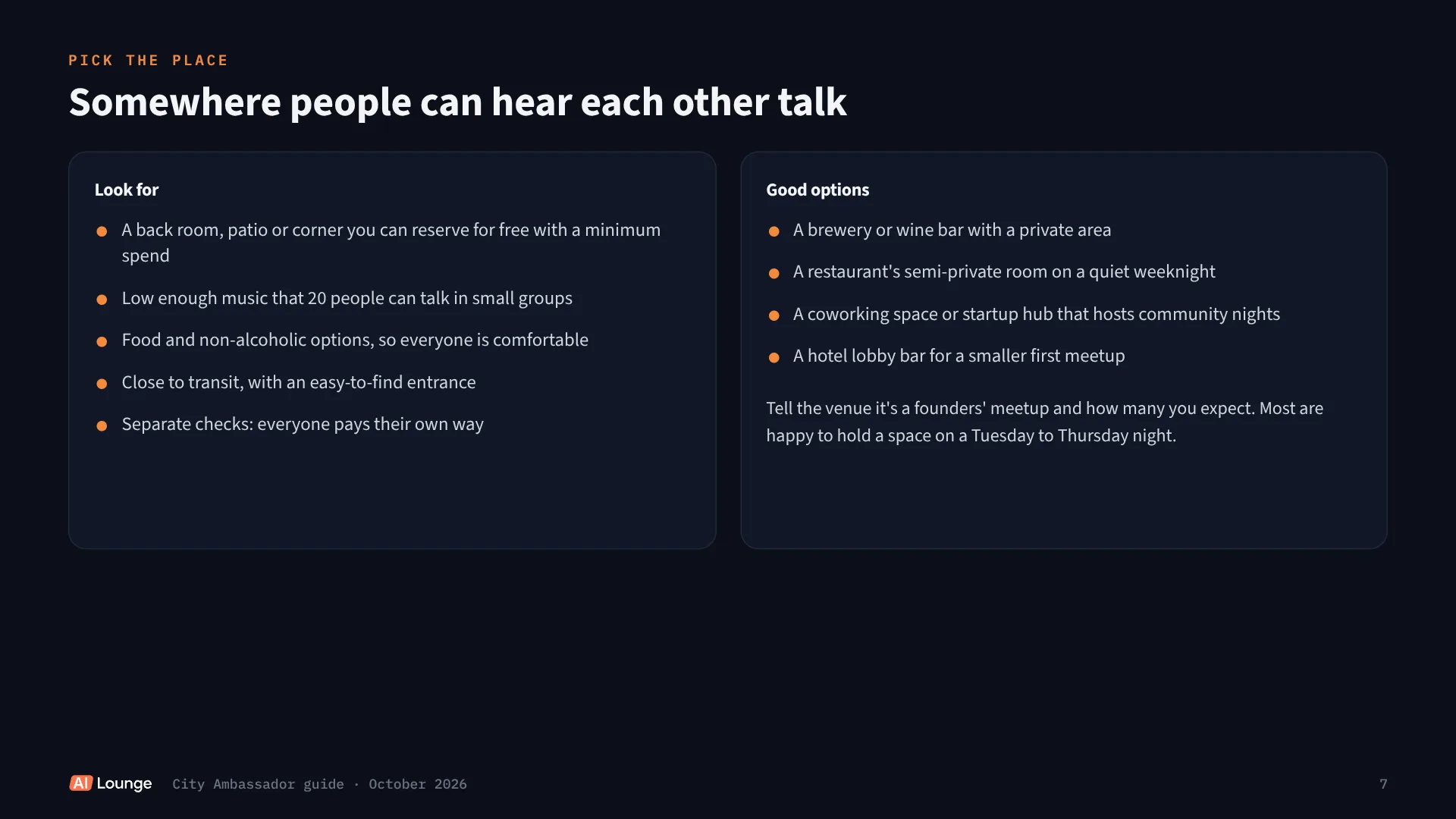 AI Lounge City Ambassador guide, slide 7 of 12