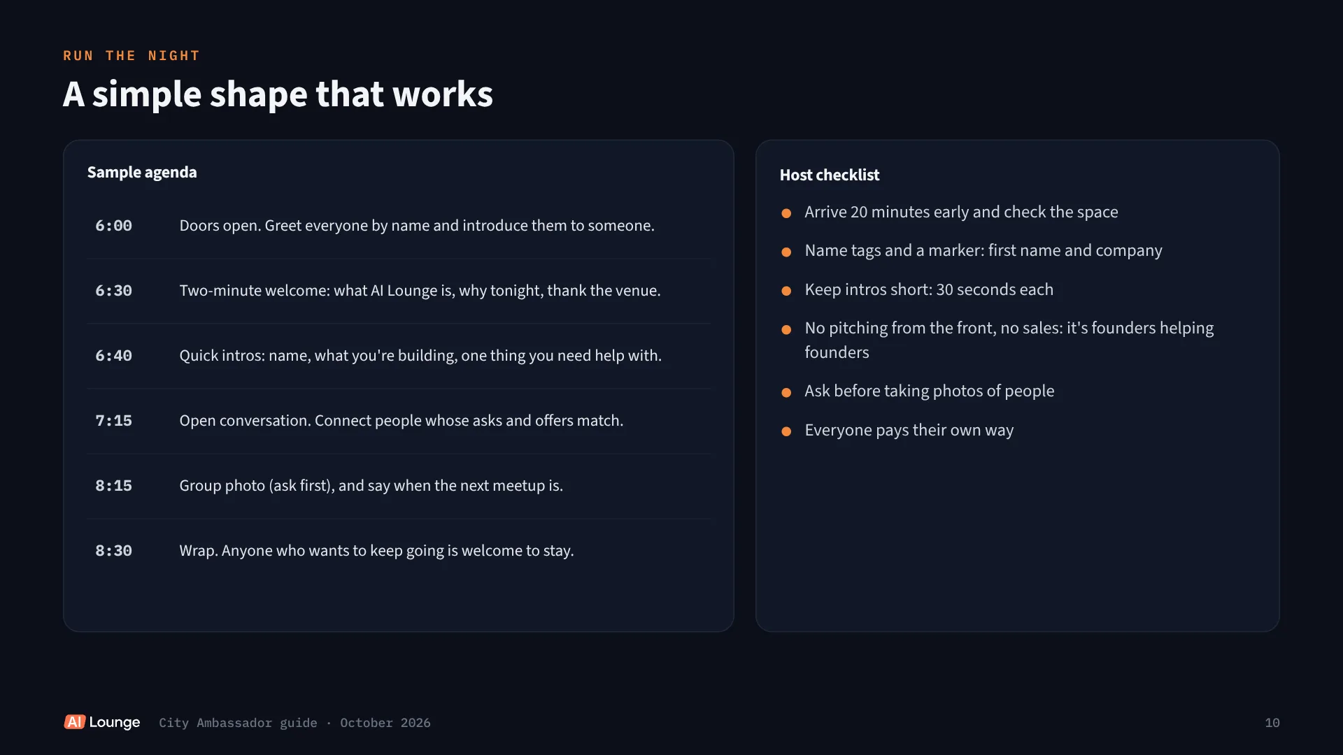 AI Lounge City Ambassador guide, slide 10 of 12
