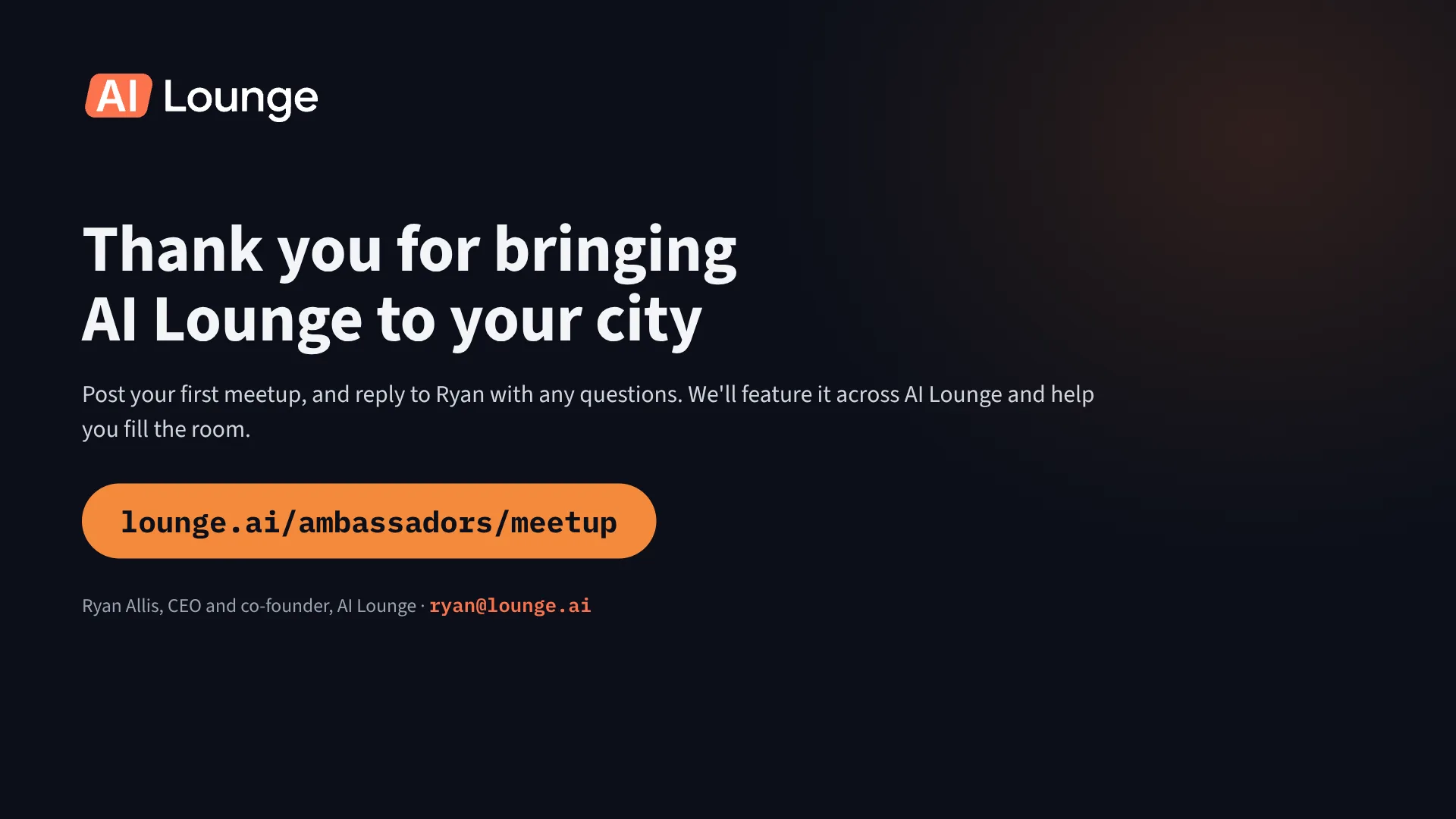 AI Lounge City Ambassador guide, slide 12 of 12