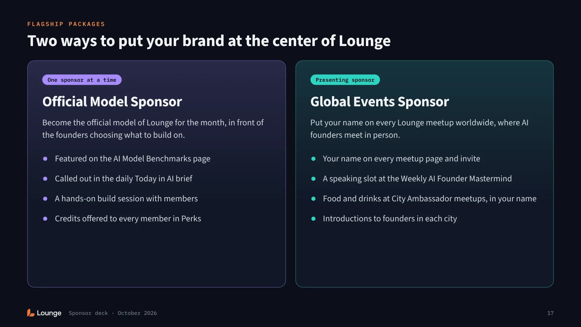 Lounge sponsor deck, slide 17 of 20